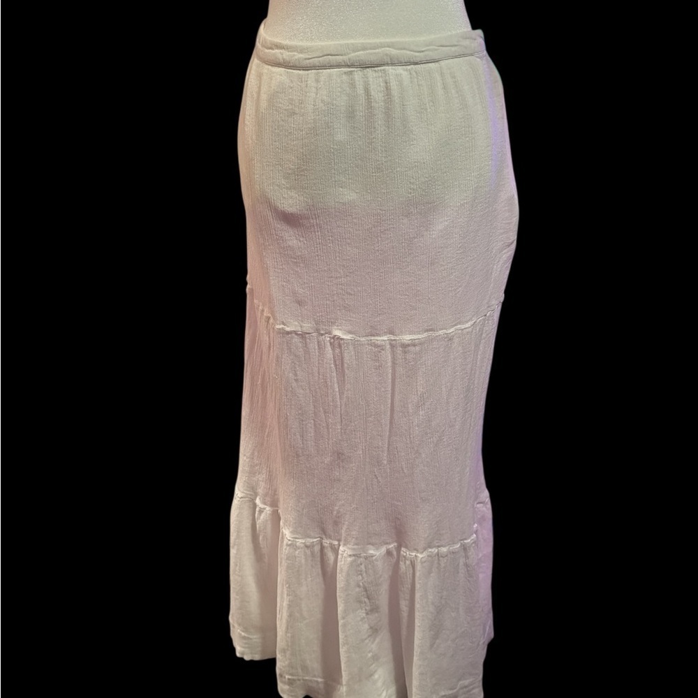 Banana Republic White Tiered Midi Skirt